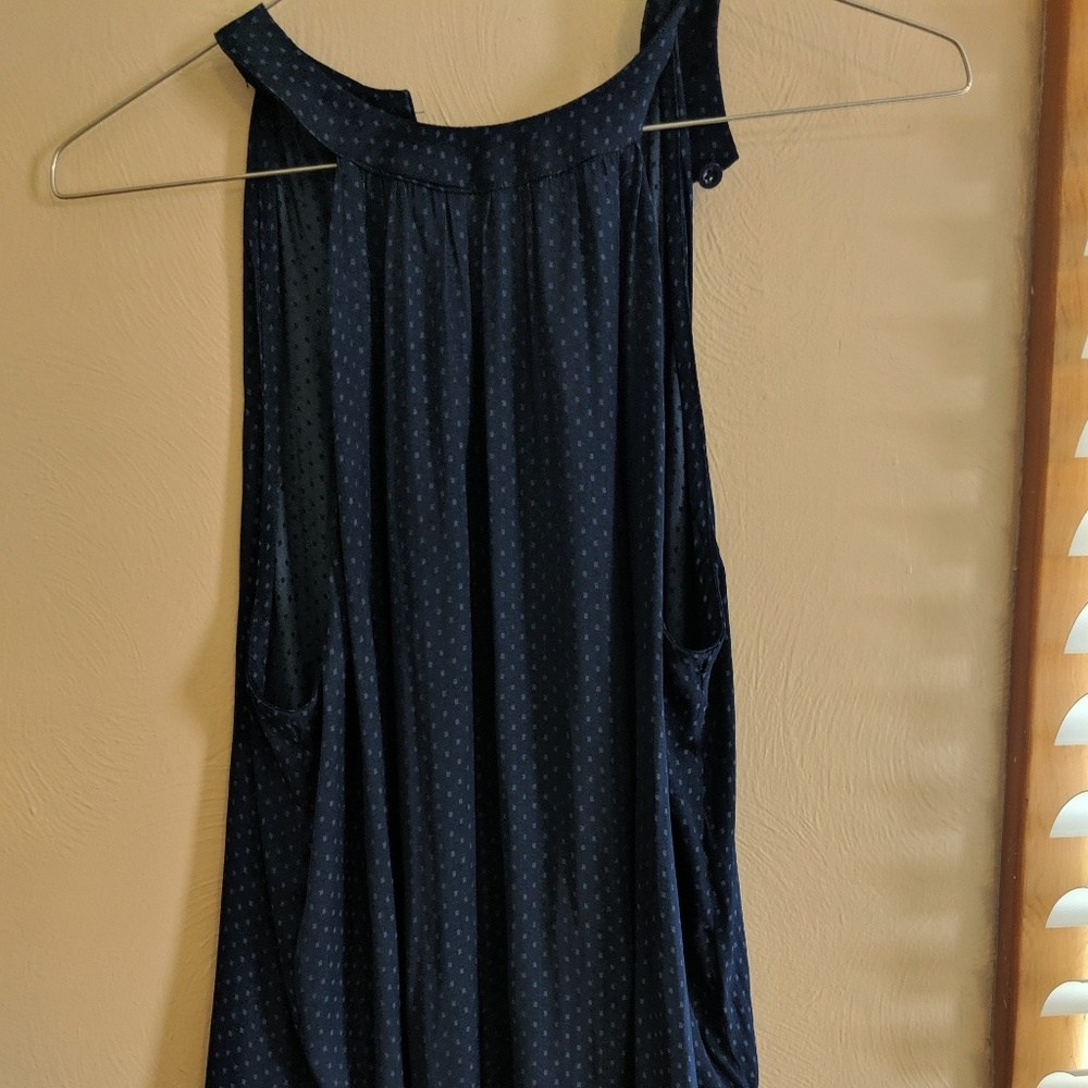 High neck blue top